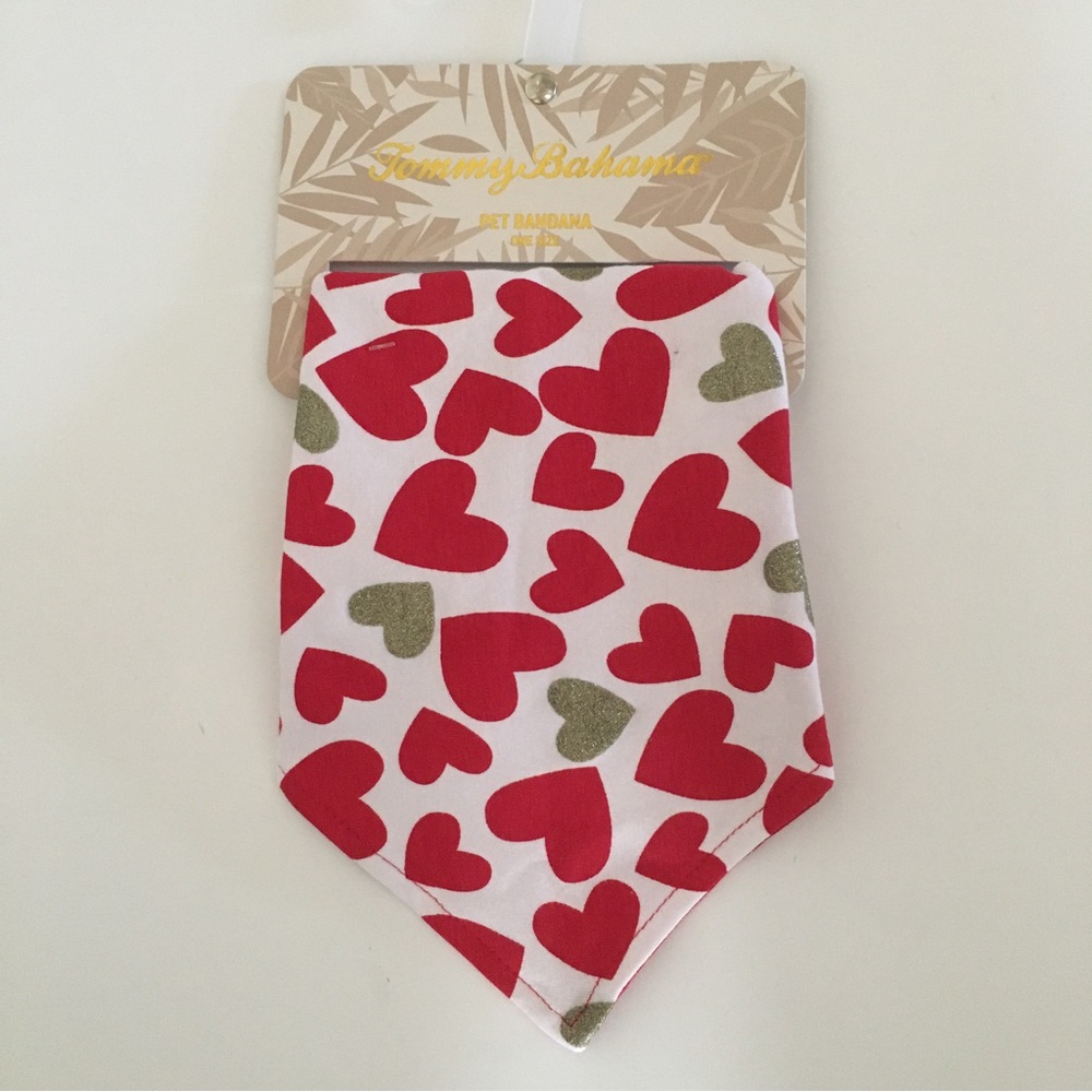 NEW Pet Bandana One Size Valentines Hearts Print Cotton Spandex | Tommy Bahama